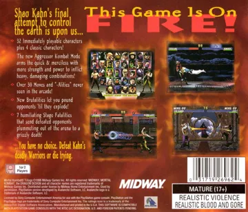 Mortal Kombat Trilogy (US) box cover back